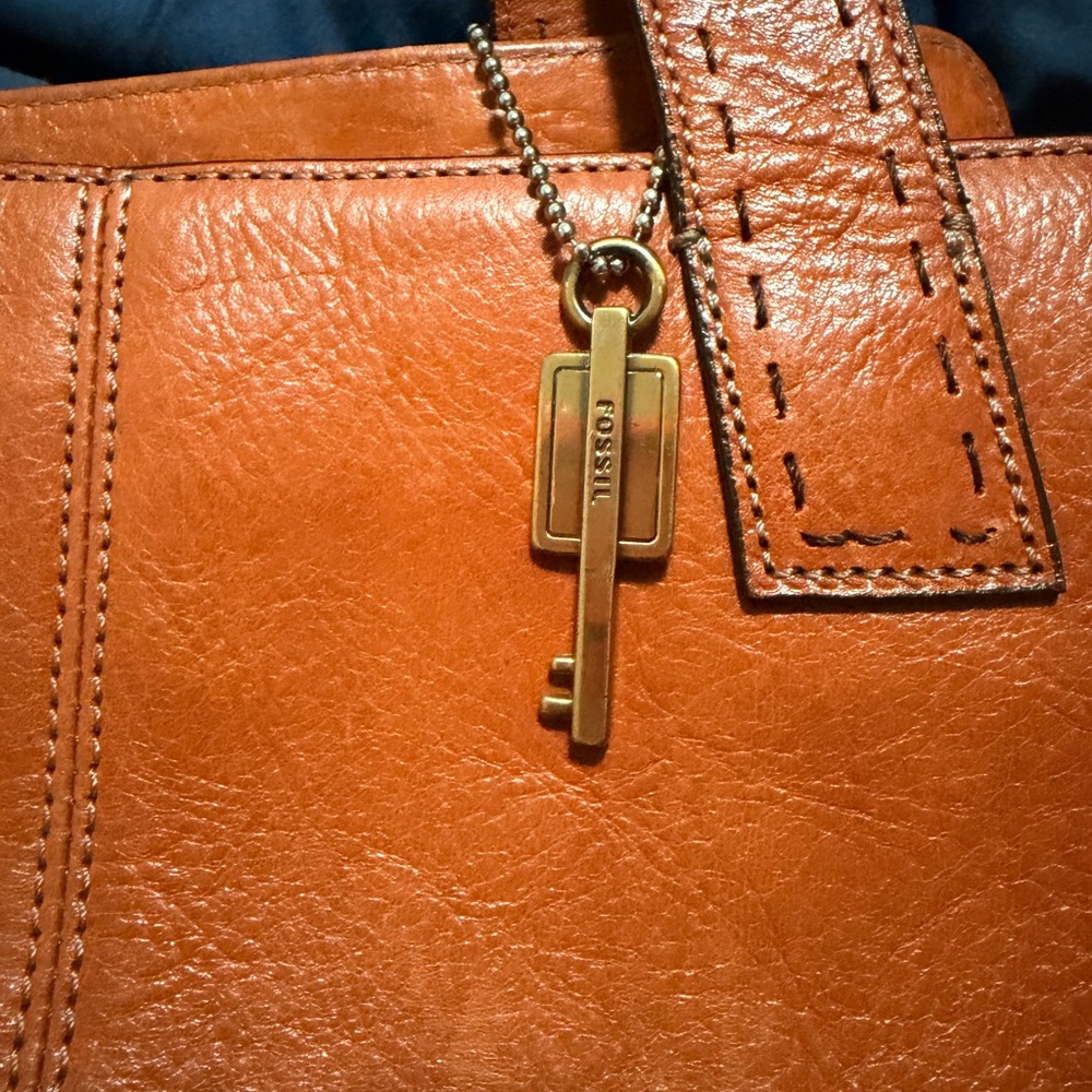 Fossil Orange Leather Shoulder Bag
